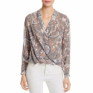 Anthropologie ELAN Paisley Print Sheer Wrap Blouse